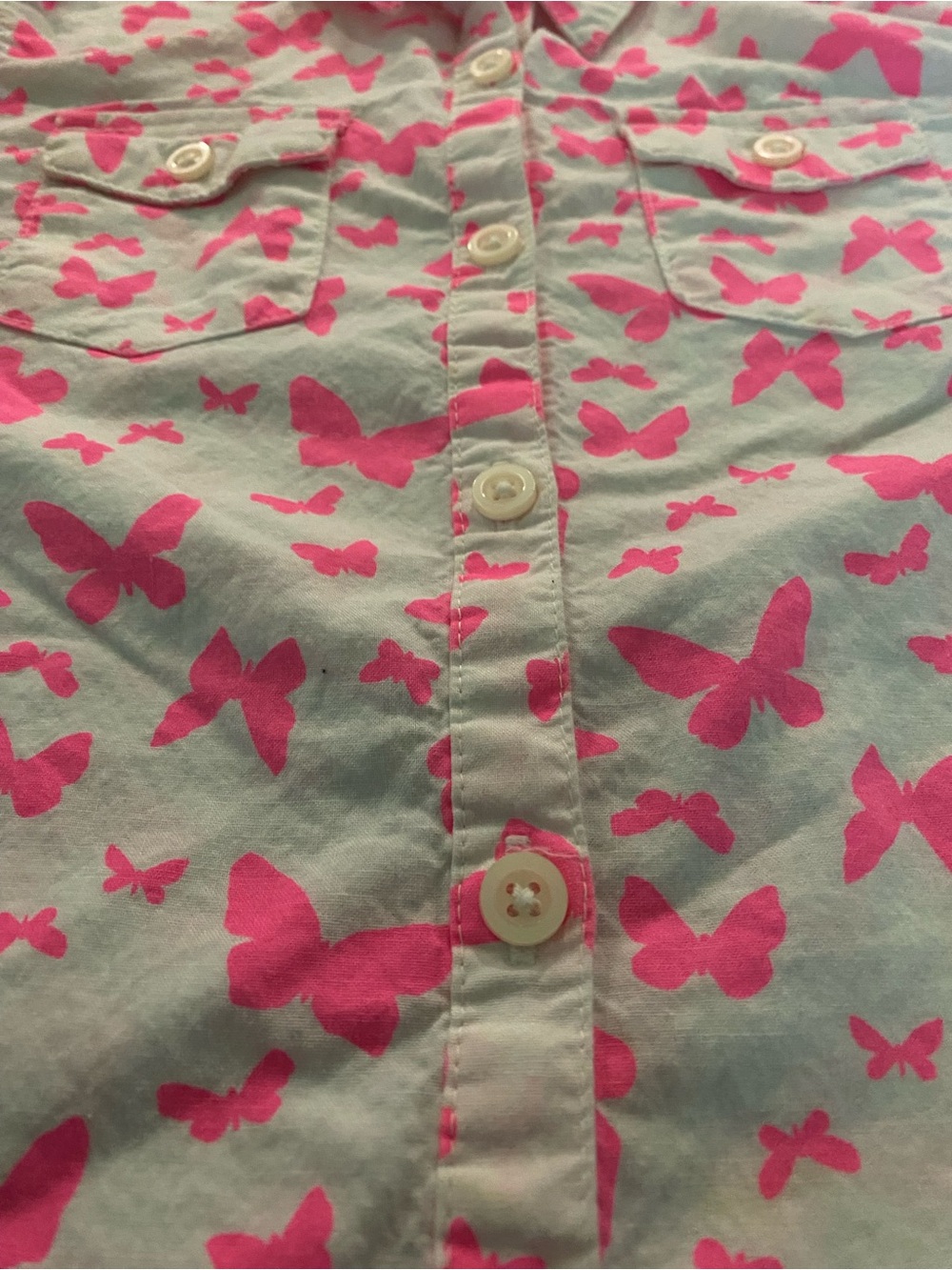 Cherokee Girls' Pink Butterfly Button-Up Blouse - Picture 3 of 6